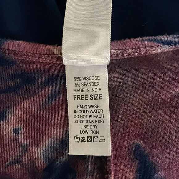 India Boutique Dress Tie Dye Long Sleeve T Shirt One Size Blue Purple Bohemian - Picture 7 of 9